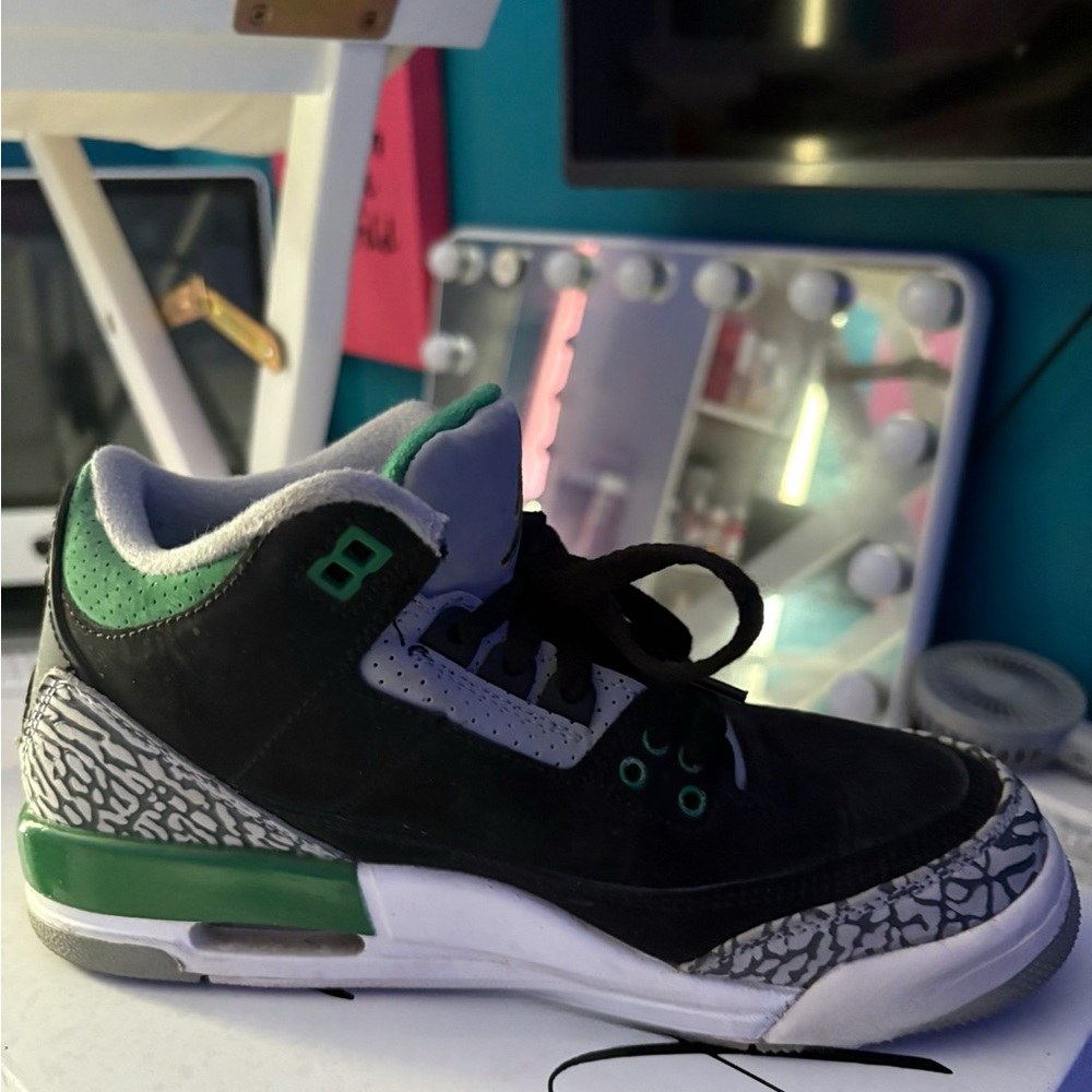 Jordan Black and Green Sneakers with Elephant Print